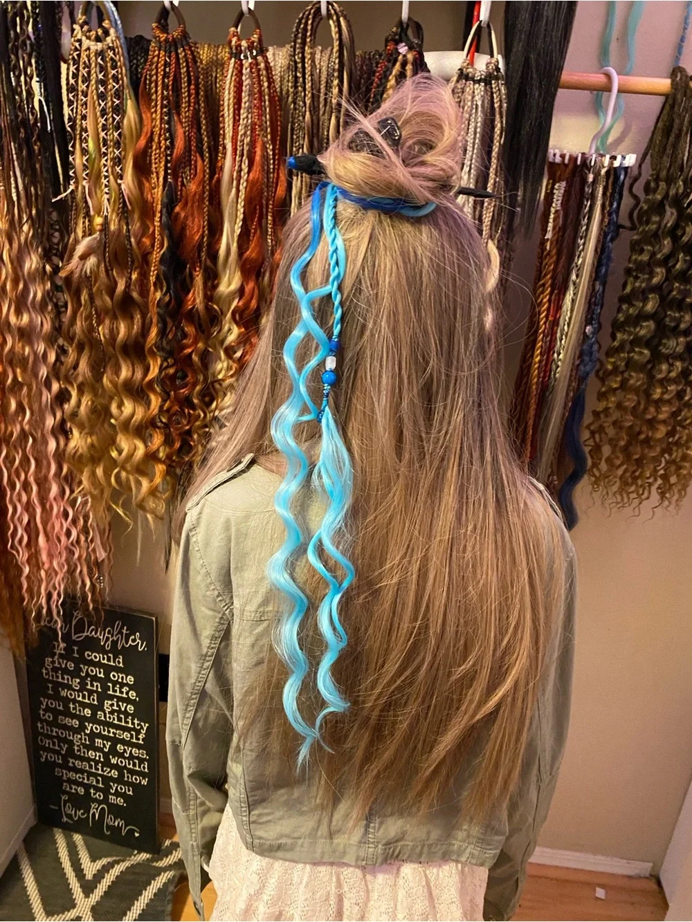 Bright Blue Curly Hair Extension Accent